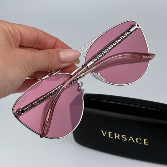 Versace VE2267 10007V BRAND NEW Sunglasses Silver Pink Mirror White Pilot Unisex - Picture 3 of 9